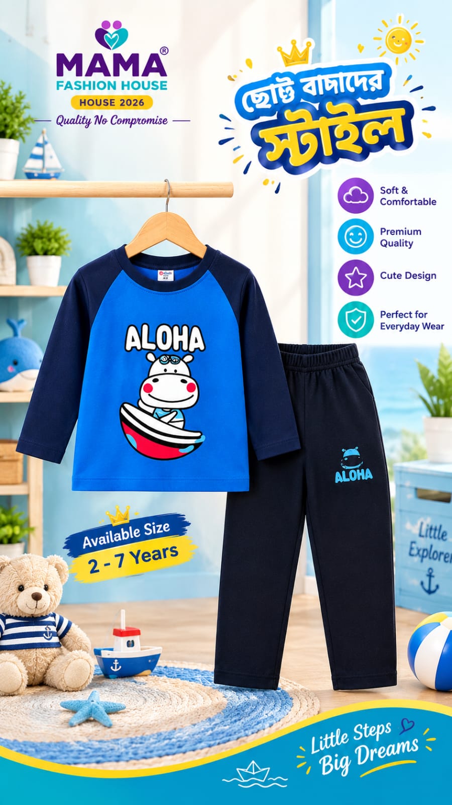 Kids Winter Full Sleeve T-Shirt & Pant Set 4